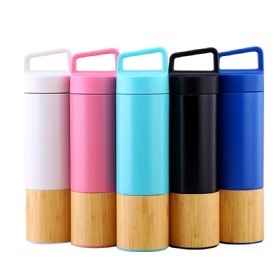 Hot Selling 550ml Stainless Steel Water Cup Bamboo Vacuum Flask Bottle Customized Logo