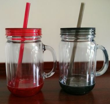 color mason jar Plastic Mug with straw