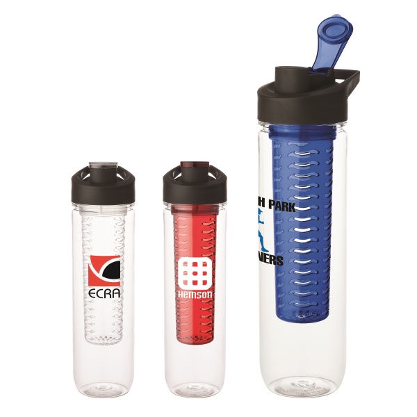 Modern Design BPA Free Plastic Water Bottle Portable Straight Camping Drinkware Leakproof Juice Bottle with Fruit Infuser
