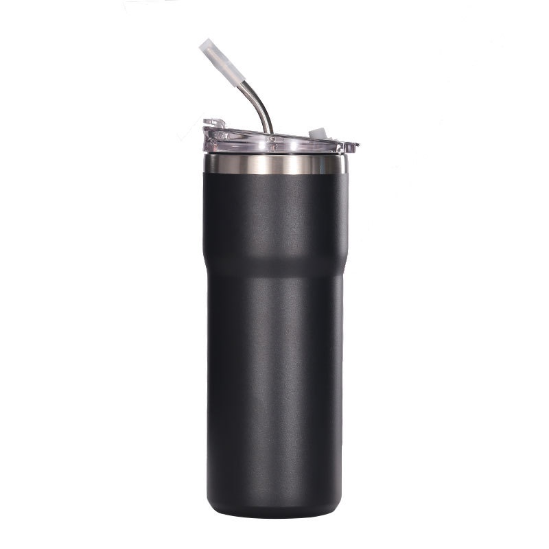 2023 best-selling 20oz stainless steel insulation tumbler double vacuum straw cup sealed transparent lid coffee cup