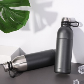 Custom Acacia Lids Insulated Double Wall Small Mouth 18/8 Stainless Steel Vacuum Flask Water Bottle