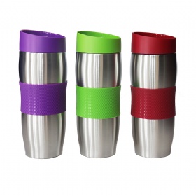 380ml Capacity Insulated Stainless Steel Water Bottles with silicone sleeve