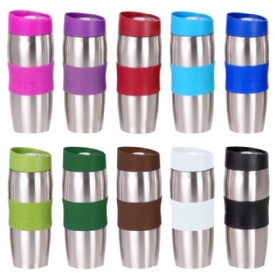 380ml Capacity Insulated Stainless Steel Water Bottles with silicone sleeve