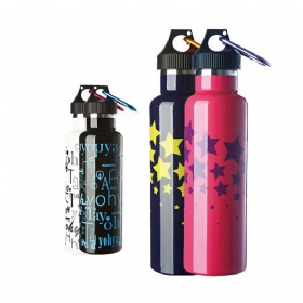 narrow mouth 600ml vacuum flask insulated stainless steel water bottle with loop lid and hook