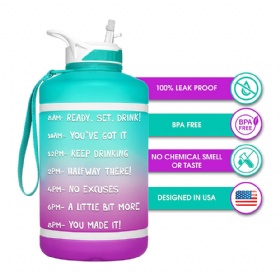 Custom Logo 3.78L 2.2L Motivational Sports Bottle Leak-Proof Drinking Jug motivational gallon water bottle with Time Marker