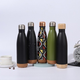17OZ Leak Free Cola Shape Double Wall Stainless Steel Vacuum Insulated Water Bottle with Cork Bottom