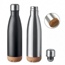 17OZ Leak Free Cola Shape Double Wall Stainless Steel Vacuum Insulated Water Bottle with Cork Bottom