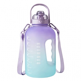 Outdoor Travel Yoga 2L Clear Sports Custom Gym Plastic Bottles With Phone Holder Handgrip Water Bottles With Straw