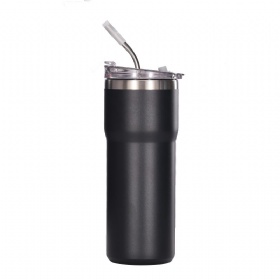 2023 best-selling 20oz stainless steel insulation tumbler double vacuum straw cup sealed transparent lid coffee cup