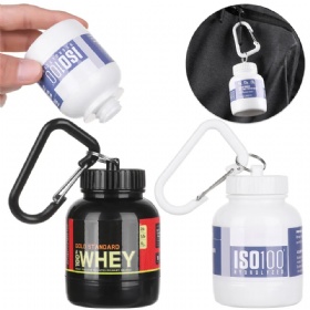 Hot Sale 100ml 200ml Workout Protein Container Whey Funnel Gym Protein Powder Storage Keychain barrel Supplement Funnels