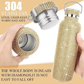New Luxury 750ml Rhinestone Bottle Bling Insulated Diamond Vacuum Flask Stainless Steel Water Bottle