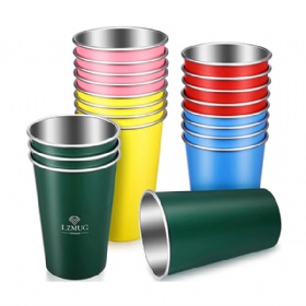 16 oz Party Cups Stainless Steel Pint Cups Metal Cups Unbreakable Drinking Water Tumblers Stackable Tumbler for Adults