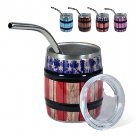 Kivi Bear 3oz Stainless Steel Beer Barrel Cup with Lid and Straw