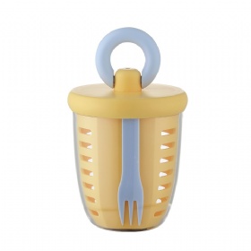 Fruit & Salad Cups Double-layer Drain Preservation Box with Fork and Spoon