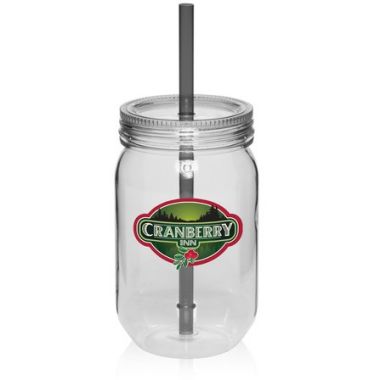 single wall mason jar Plastic Mug with straw